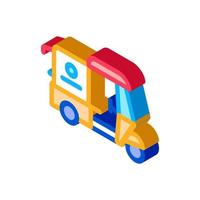 tuk tuk food delivery isometric icon vector illustration