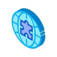 globe puzzle piece isometric icon vector illustration