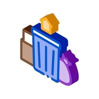 trash can home isometric icon vector illustration