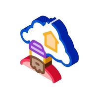 homeless dreaming about home isometric icon vector illustration