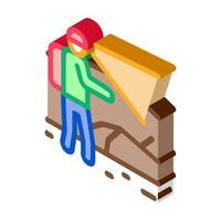 human in cave isometric icon vector illustration