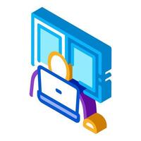 window glass in working room isometric icon vector illustration