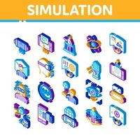 vector de conjunto de iconos isométricos de equipo de simulación