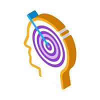 target to brain isometric icon vector illustration