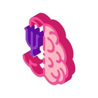 lado psicológicamente estudiado del cerebro icono isométrico ilustración vectorial vector