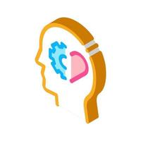 human brain settings and heart isometric icon vector illustration