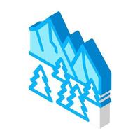 snowy mountain and forest nature isometric icon vector illustration