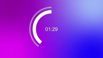 Animación de cuenta regresiva de 5 segundos con tictac cada segundo, fondo degradado colorido video