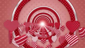 VALENTINE'S DAY ABSTRACT PINK BACKGROUND WITH ROTATING HEART SHAPES ANIMATION LOOP video