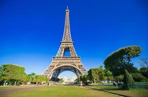 Wonderful view of Eiffel Tower from one of the street in Paris photo