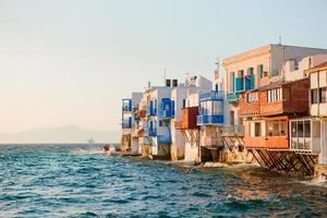 Little Venice the most popular attraction in Mykonos Island in the evening light on Greece, Cyclades photo