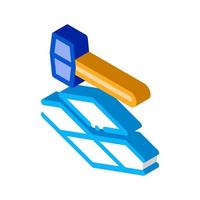 tile hammer isometric icon vector illustration