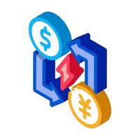 transfer of different currencies isometric icon vector illustration