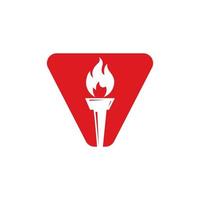 Initial Letter V Fire Torch Concept With Fire and Torch Icon Vector Symbol