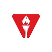 Initial Letter V Fire Torch Concept With Fire and Torch Icon Vector Symbol