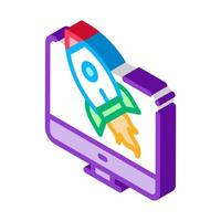 rocket computer control isometric icon vector illustration