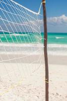 Close up basketball net at the empty tropical exotic beach photo