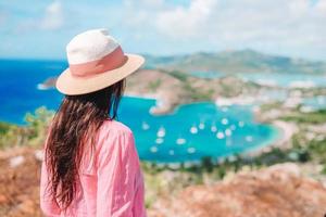 View of English Harbor from Shirley Heights, Antigua, paradise bay at tropical island in the Caribbean Sea photo