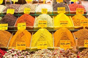 Typical spices on sale in turkish markets at Istanbul photo