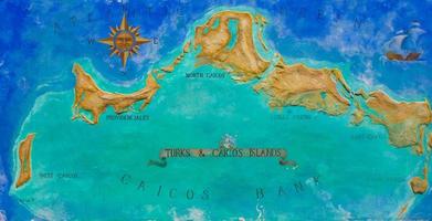 mapa de la isla caribeña de turcos y caicos pintado en la pared foto