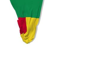 bénin suspendu drapeau en tissu agitant dans le vent rendu 3d, fête de l'indépendance, fête nationale, chroma key, sélection luma matte video