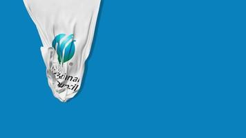 icc, la bandera de tela colgante del consejo internacional de cricket ondeando en el viento representación 3d, clave de croma, selección de luma mate video