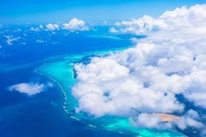 Beautiful perfect view of exotic islands from aircraft photo