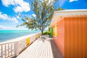 Bright colored houses on an exotic Caribbean island photo