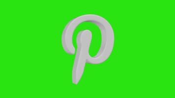 pinterest icône 3d médias sociaux troisième écran vert inférieur video