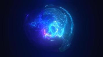 abstrakte blaue Energiekugel transparenter runder hell leuchtender, magischer abstrakter Hintergrund. Video 4k, Bewegungsdesign