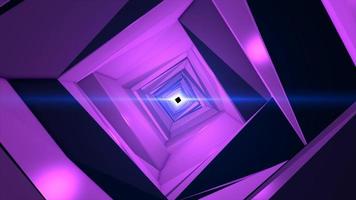 tunnel mobile violet abstrait depuis le bord du pentagone et des segments de haute technologie futuriste industrielle, arrière-plan abstrait. vidéo 4k, conception de mouvement