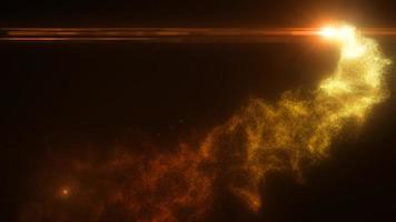 abstract vliegend energie meteoor deeltje komeet ruimte magisch geel vurig futuristische hi-tech, abstract achtergrond. video 4k, beweging ontwerp