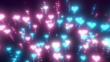 corazones glamurosos azules y rosados festivos que brillan intensamente abstractos para el día de san valentín, fondo abstracto. video 4k, diseño de movimiento