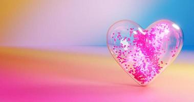Magic of heart particles inside the glass heart jar and splashing particle with glowing pulse photo