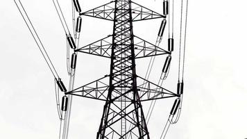 High voltage transmission towers with complex steel structures. video