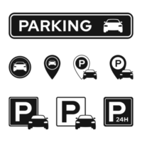 conjunto de ícones de estacionamento isolado. coleção de símbolo de estacionamento de garagem png