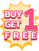 Buy 1 get 1 free, starburst label, shopping font, Promotion label sale, promotion discount banner templates png