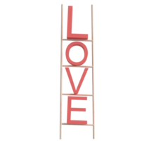 Love font text calligraphy pink red color ladder staircase symbol decoration ornament heart happy valentine 14 fourteen february romantic wedding couple together male female abstract graphic.3d render png
