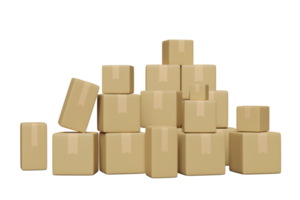 caja de cartón de mercancías apiladas 3d aislada. concepto 3d hacer ilustración