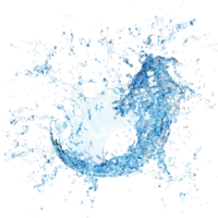 3D klares blaues Wasser herum verstreut, Wasserspritzer transparent isoliert. 3D-Darstellung png