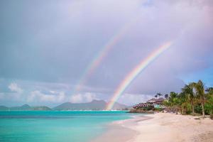 Beach sunbed on exotic tropical resort on caribs photo