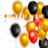 Happy new year wish with color balloon and confity png