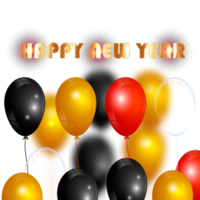 Happy new year wish with color balloon and confity png