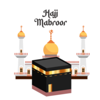 Islamic hajj mabroor design simple style with kaaba png