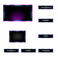 Live streaming purple theme  panel. Streaming screen panel overlay design template neon theme. Live video, online stream futuristic technology style. Abstract digital user interface png