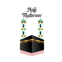 Islamic hajj mabroor design simple style with kaaba png