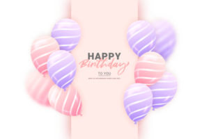 Realistic balloons birthday background png
