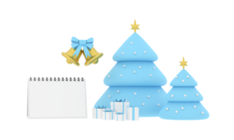 3D. New year calendar. merry Christmas and happy new year Christmas tree and gift png