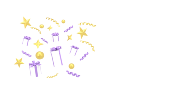 3d. fundo de natal com caixas de presente, estrelas, círculos e ouro. png