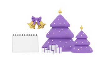 3D. New year calendar. merry Christmas and happy new year Christmas tree and gift png